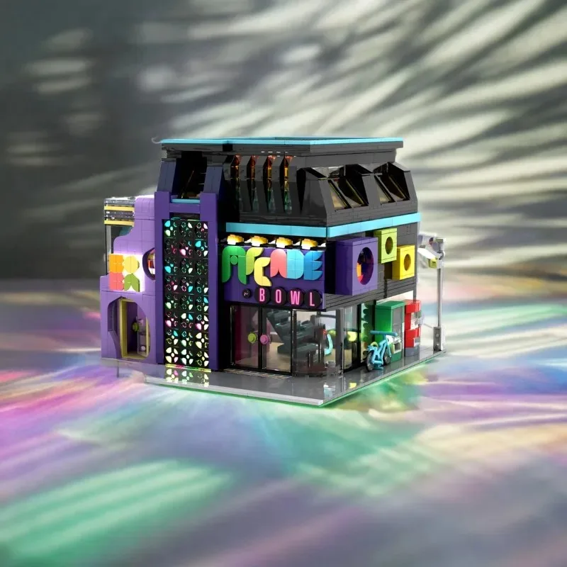 บล็อกตัวต่อโมดูลาร์รูปแบบอาคารอาร์เคดสไตล์ไซเบอร์พังก์ พร้อมไฟ LED สำหรับสร้างห้องเกม สถาปัตยกรรมเมือง ชุดตัวต่อแบบจำลอง ของเล่นเด็กผู้ชาย ของขวัญสำหรับเด็กและผู้ใหญ่ 2600 ชิ้น
