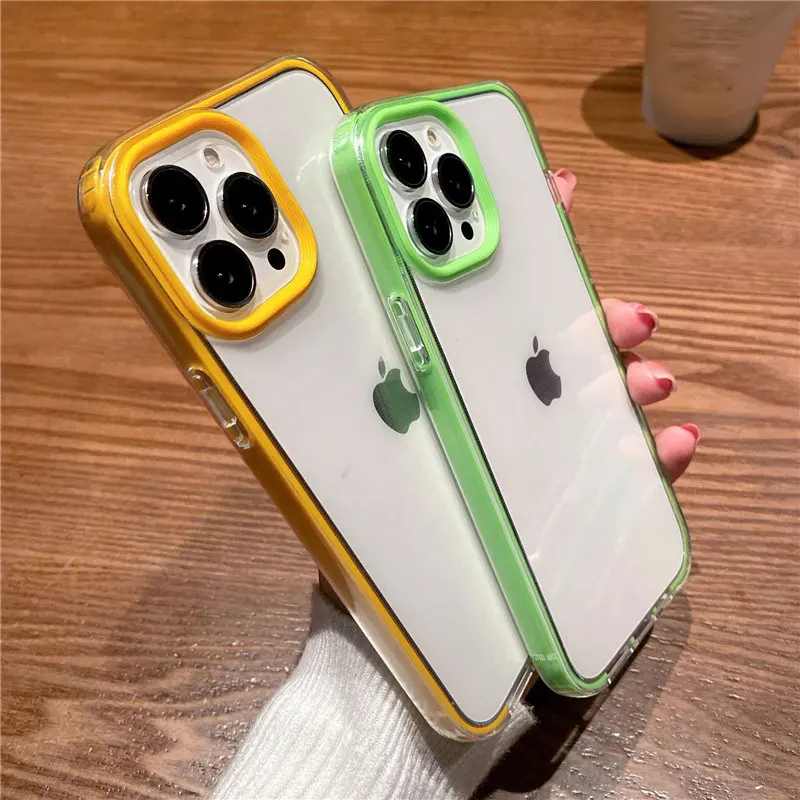 Candy Color Phone Case For iPhone 15 14 13 12 11 Pro X XR XS Max 7 8 Plus SE 2020 Shockproof Clear Soft Silicone Bumper Cover