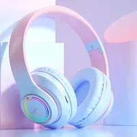 Wireless Bluetooth Headphones Multi-color Light Headsets with Microphone can be Inserted SD Card HIFi Stereo Earphone