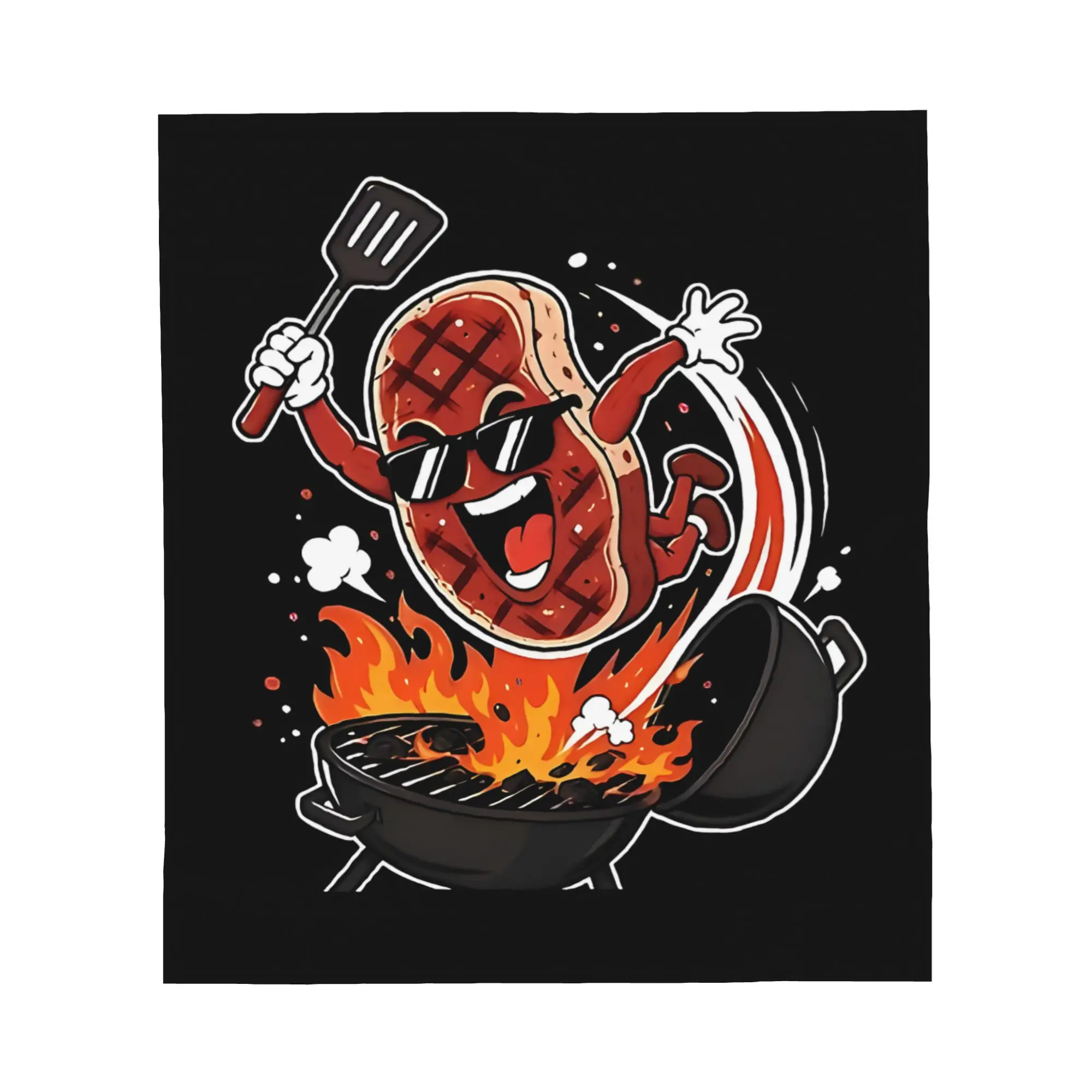 1PC Steak Dive  Flying Steak BBQ Grilling Cartoon Humor Blanket Throw Blanket Novelty Warm Blanket All Season Gift