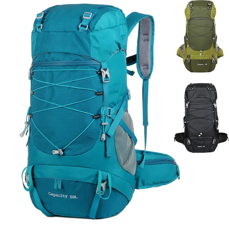 Mochila de caminhada tática para homens e mulheres, sacos de viagem para camping, montanhismo, trekking, mochila esportiva militar ao ar livre, 50L