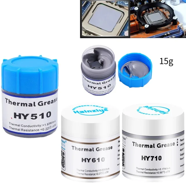 15g HY510 HY610 HY710 Silikonowa pasta termoprzewodząca Smar termotransferowy Radiator CPU GPU Chipset Notebook PC Krem chłodzący 1,93 W/m-k