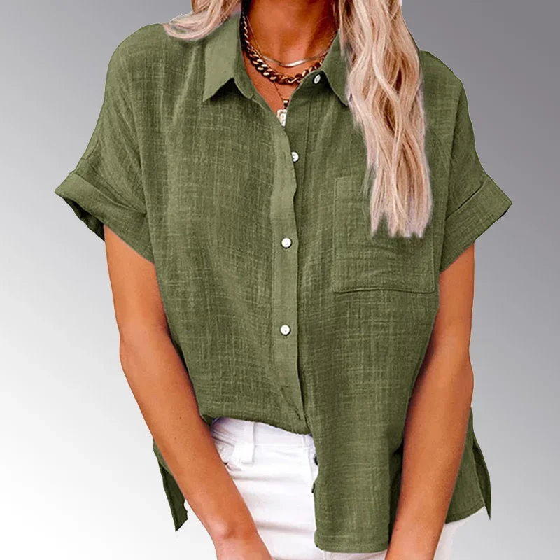 Solid Casual Loose Shirts For Women 2023 Summer Vintage Women's Oversized Shirts And Blouses Fashion Elegant Youth Female Tops