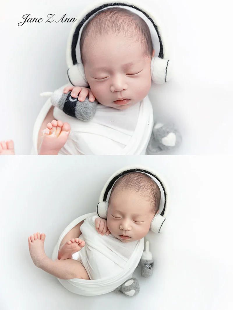 Photography props baby photos newborn felt earphones milk bottle cup  studio home shooting accessories