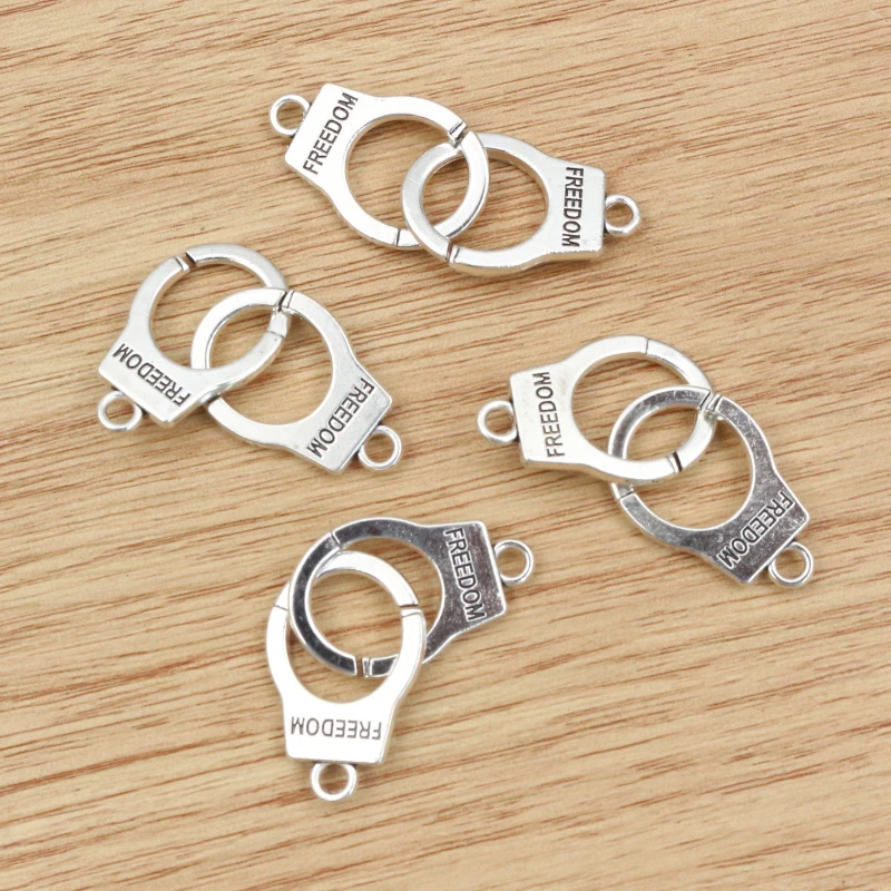 10pcs Handcuffs Freedom Charms 30x10mm 42x15mm Making Pendant fit,Vintage Bronze Tibetan Silver color,DIY Jewelry Supplies