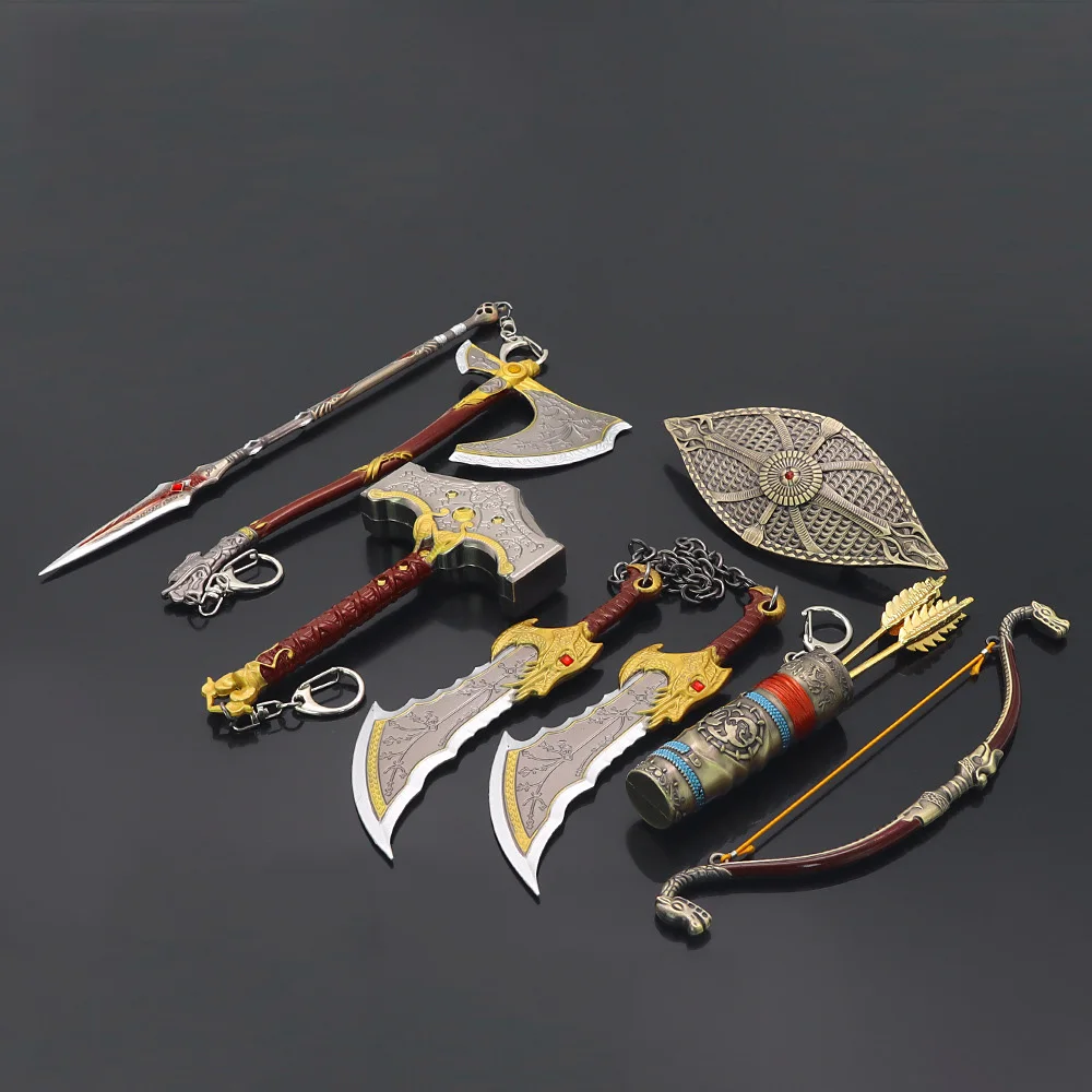 6PCS Kratos Blade of Chaos with Leviathan Gift Box Set God of War: Ragnarok Game Peripherals Double Blade Weapon Katana Models