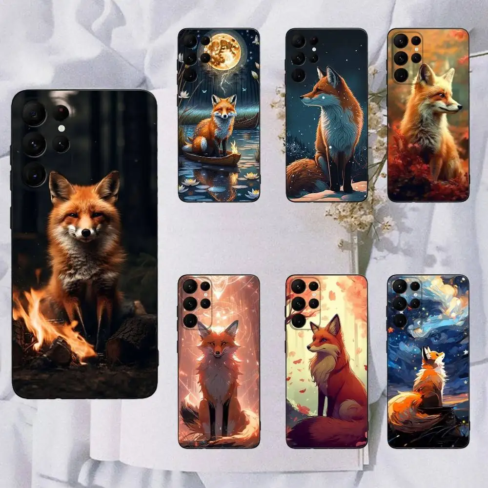 

Cute Animal Fox Phone Case For Samsung Galaxy A13,A21s,A22,A31,A32,A52,A53,A71,A80,Soft Black Shell