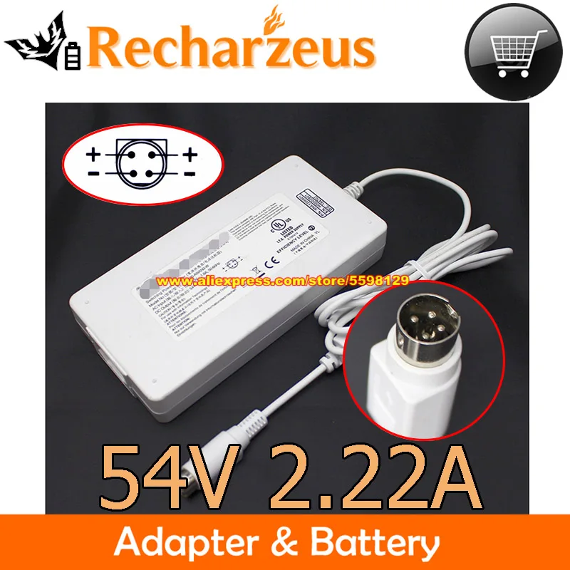 Genuine White 54V 2.22A 120W AC Adapter For FSP FSP120-AWAN3-W Power Supply Round With 4 Pins Laptop Charger