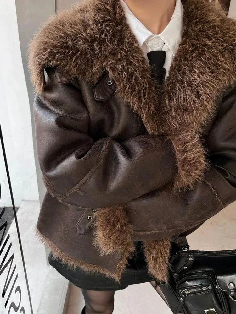 HH Vrouwen Nieuwe Mode Veelzijdige Bont Een Stuk Verdikte Jas Winter Vrouwelijke Persoonlijkheid Temperament Woon-werkverkeer Warme Retro Jas