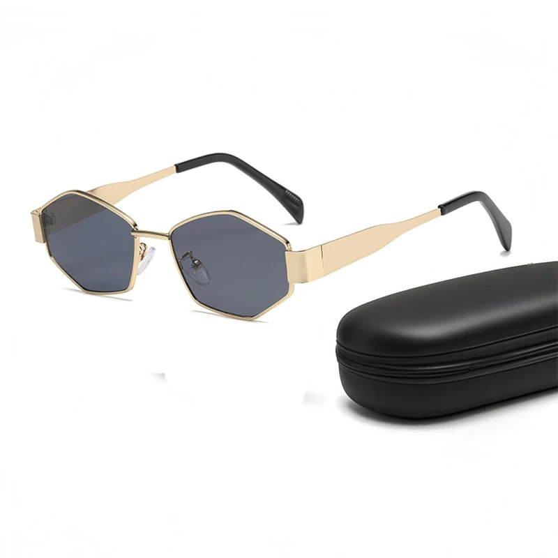 Luxury Metal Brand Polygon Sunglasses for Men Women Uni Designer Fashion Sun Glasses Small Uni Stylish Eyewear Shades 2025