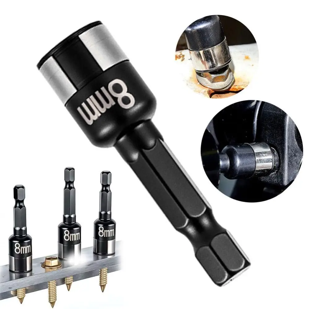 1/5Pcs Chrome Vanadium Steel Nut Driver Bit Steel Ball Retainer Non-Magnetic Nut Setter Bit Screw Installation Wear Resistant
