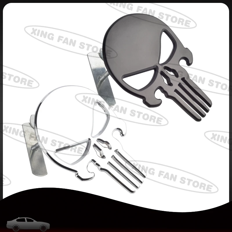 Auto Styling Skull Metal Front Grille Emblem Car Badge Decal Sticker For Jeep Wrangler Rubicon Renegade Patriot Grand Cherokee - view 2