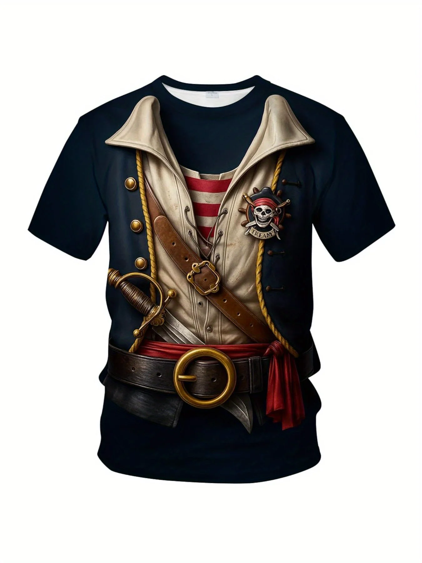 Camiseta de disfraz de pirata para hombre, camiseta gráfica con gancho de capitán, camisetas de regalo para fiesta temática de Halloween, camisetas, ropa