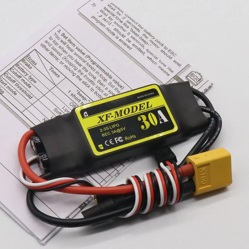 

XF-Model 2S 3S 30A Бесщеточный двигатель ESC 5V/3A Контроллер скорости переключателя BEC для радиоуправляемого вертолета Лодка FPV Самолетов Пластиковый материал