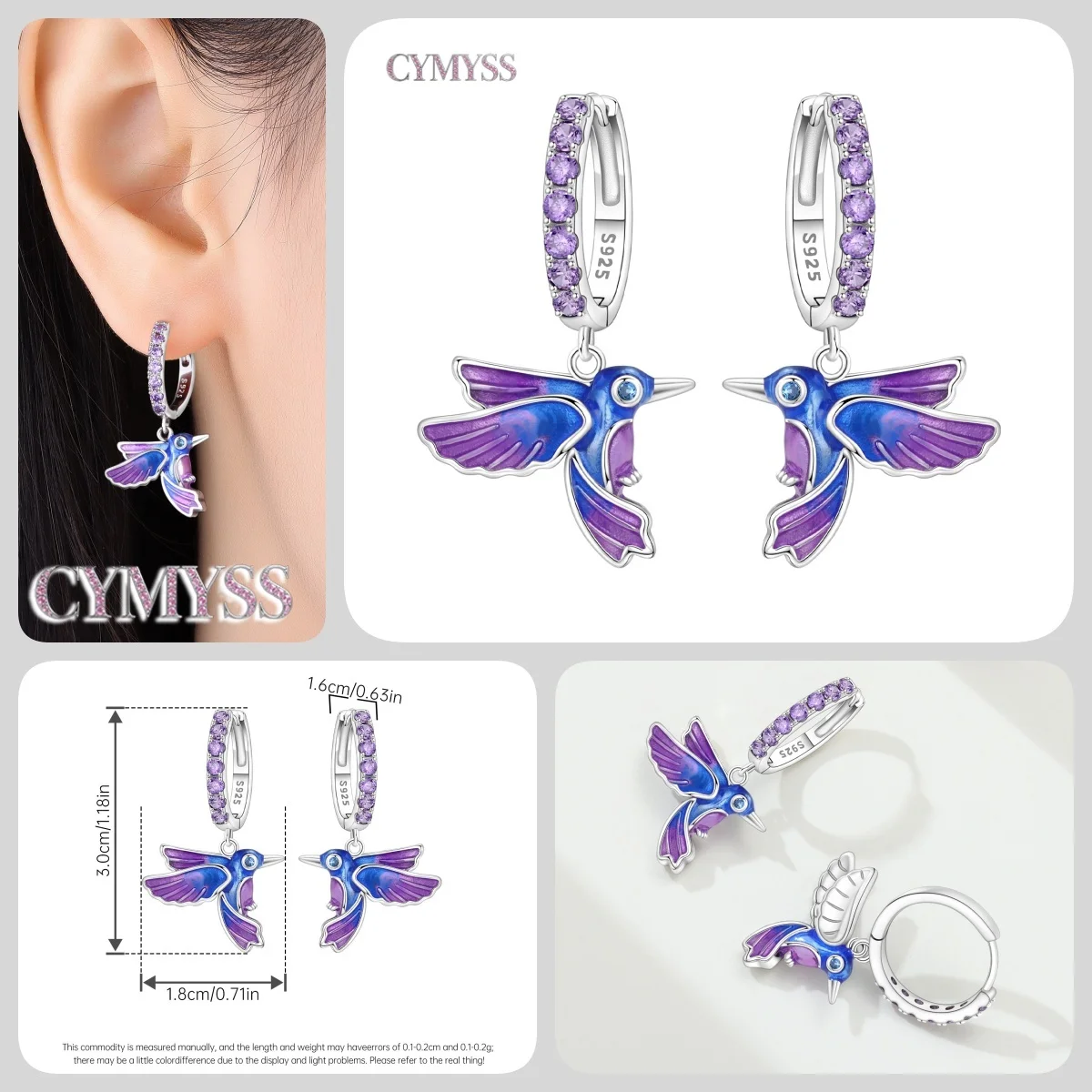 Original 925 Sterling Silber Sterne Mond Bunter Herz-Zirkon Satelliten-Ohrringe Schmuck Creolen für Damen Party Trendige Geschenke – Detail 32