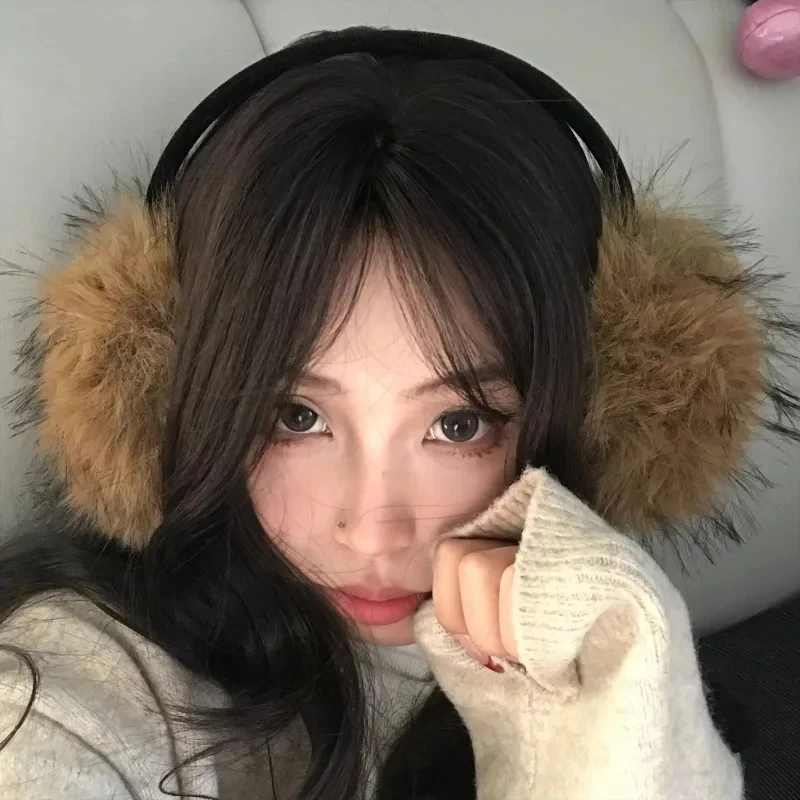 Vintage Faux Mink Fur Earmuffs for Women Y2k Plush Cold Protection Wind-proof Ear Cover Men Winter Thicken Keep Warm Earplugs
