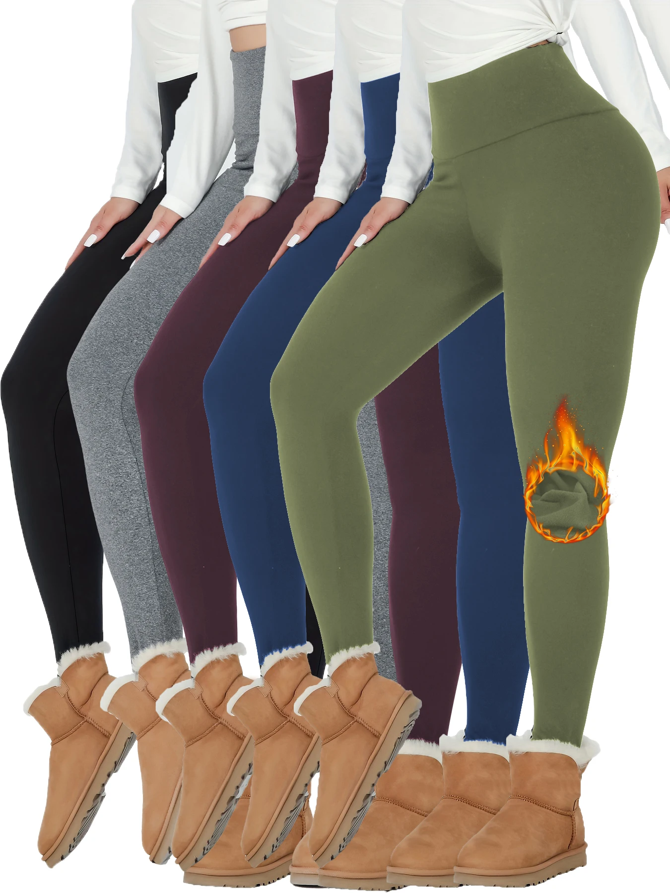 

5 Pack Women's Super Soft High Waisted Tummy Control No See Through Workout Yoga Running Athletic Push Up Gym Fitness Leggings