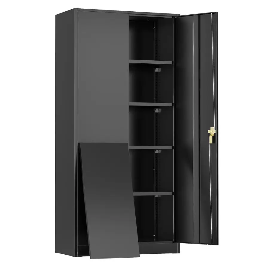 

Metal Lockable Storage Cabinet, 72 Tall Storage Cabinet with 2 Doors and 4 Adjustable Shelves for Office, Home, Garage, Pantry A