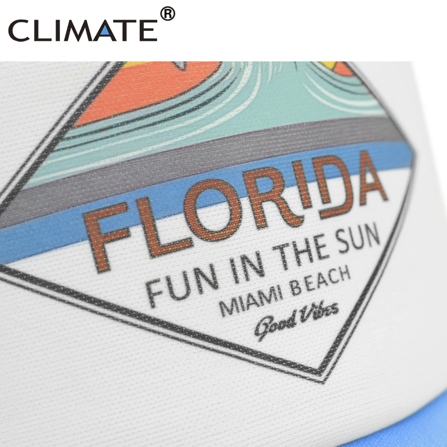 CLIMATE Florida Trucker Cap Hat Miami Seaside Beach Mesh Cap Vacation Sandbeach Sea Wave Surfing Hat Cap for Men Women Youth