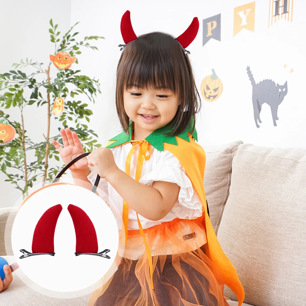 

8Pcs Halloween Devil Horn Hair Clips Premium Comfortable Lightweight Festive Headwear for Kids Party Cosplay Costume Accessories