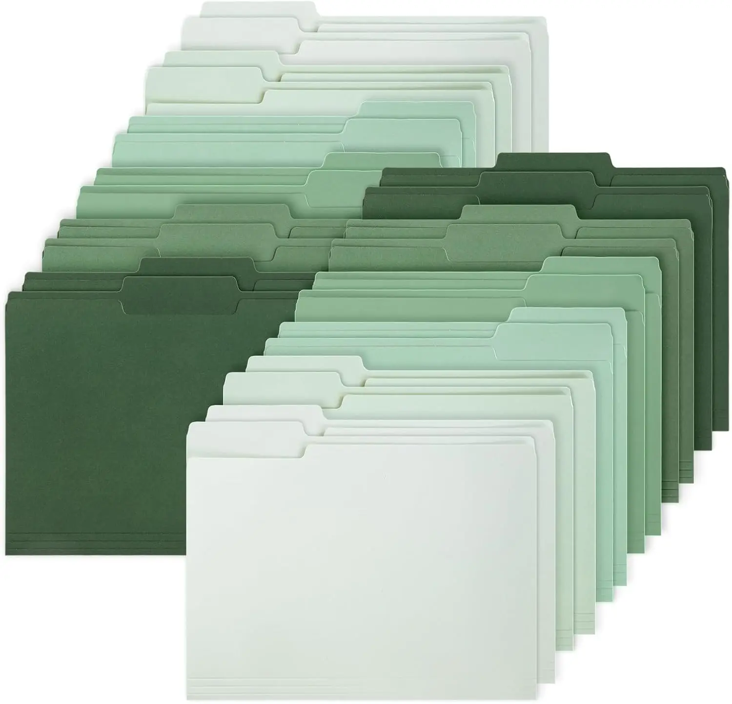 

6Pcs Gradient Green Document Bags, 6 Colors 1/3 Cut Label Envelope File Pouch, Stationery Organizer for Home Office School Class