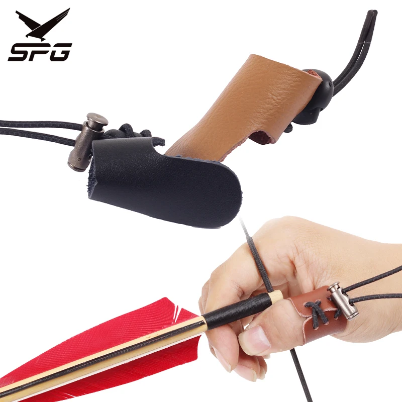 Thumb Ring Cowhide Finger Guard Saver Recurve Bow and Arrow Single Layer Archery Accessories Finger Protector Soft Leather