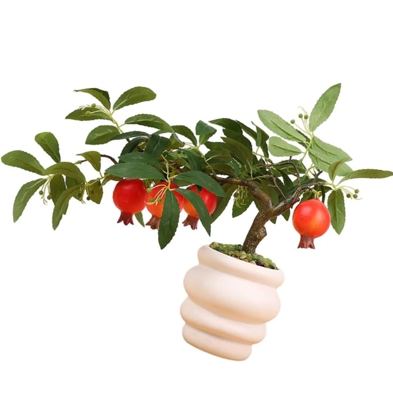 

Decorative Artificial Fruit Tree Sculpture Realistic Potted Plant Home Decoration Faux Bonsais Ornament for Desktop 15UB