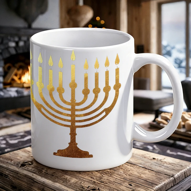 

Gold Foil Candlestick Ceramic Mug, Coffee Cup, Milk Cup, Office Tea Cup, Drinking Cup, Fade-Resistant, Gift for Friends