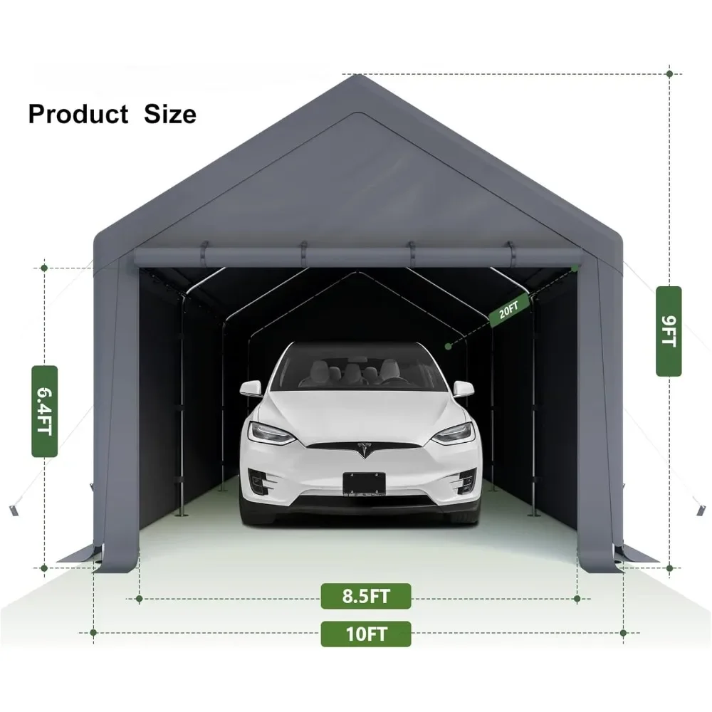 10x20ft Heavy-duty Carport with Detachable Side Walls, All-weather Garage, Party Tent, Large Outdoor