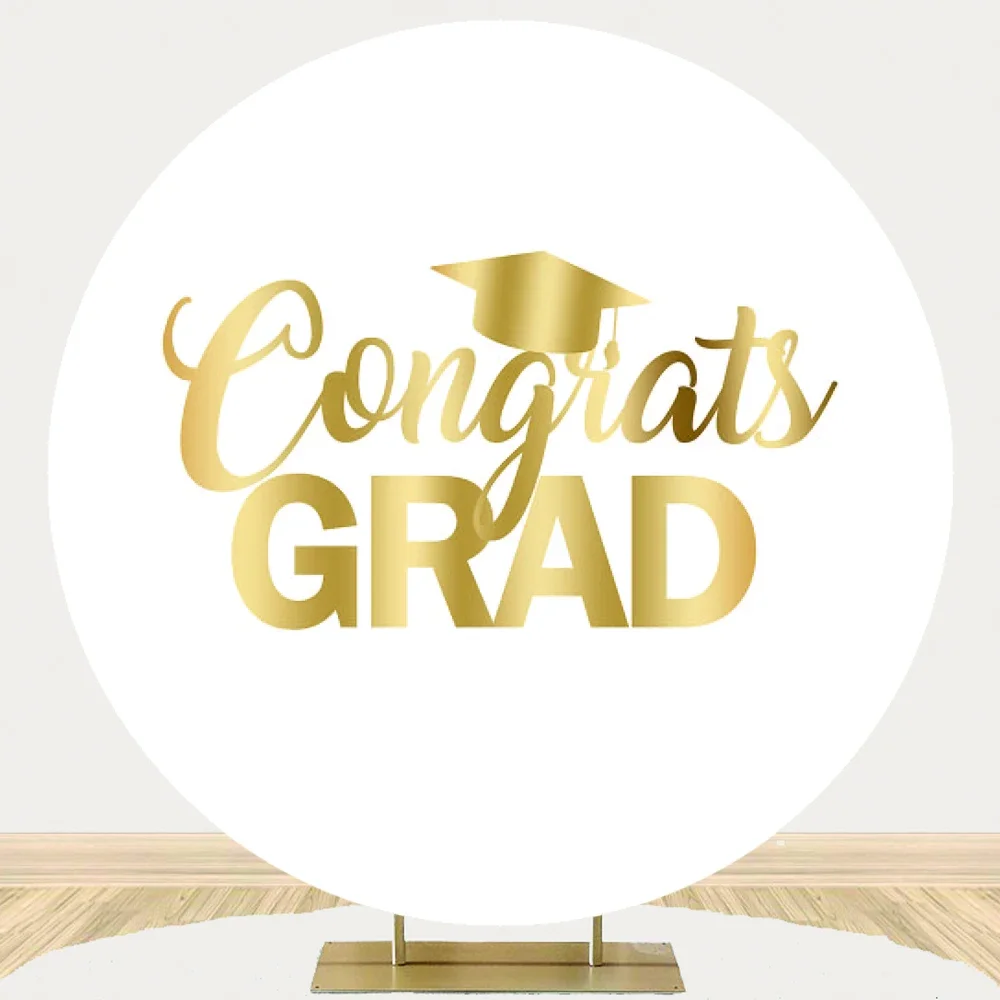 فئة 2023 حفلة التخرج ملصق دائري خلفية تهنئة غراد طالب صور خلفية سوداء الدعامة مخصص كشك تصوير خشبي #3