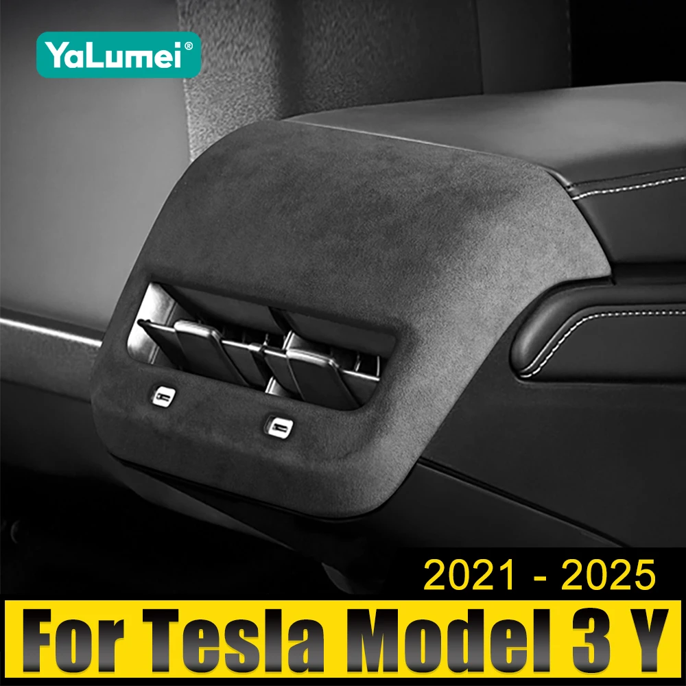 

For Tesla Model 3 Y 2021 2022 2023 2024 2025 ABS Car Rear Air Conditioning Vent Outlet Cover Frame Trim Case Sticker