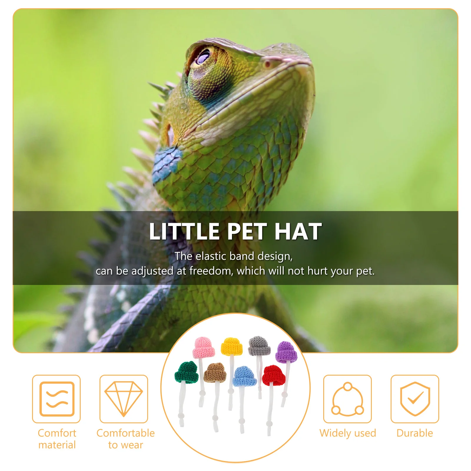 

8Pcs Pet Hat Knitted Mini Woolen Yarn Adjustable Reptile Headwear Decorative Snake Lizard Cute Comfortable Fashionable