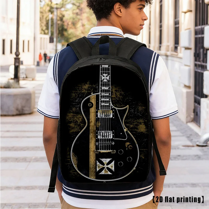 

A Lightweight Unisex Backpack Featuring a Retro Electric Guitar Design, Equipped with Adjustable Shoulder Straps And Side Pocket