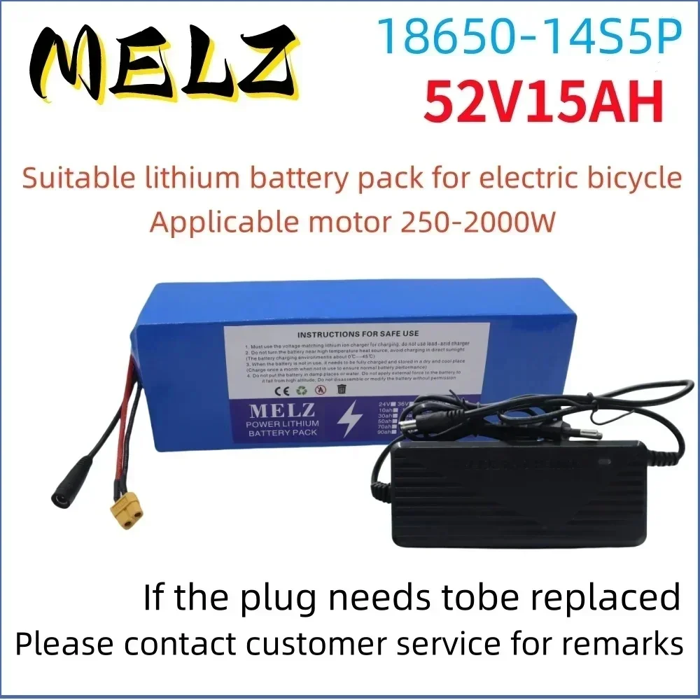 52V15Ah 18650 lithium battery pack 15000mAh 14S5P long life built-in BMS rechargeable battery+complimentary 58.8V2A charging