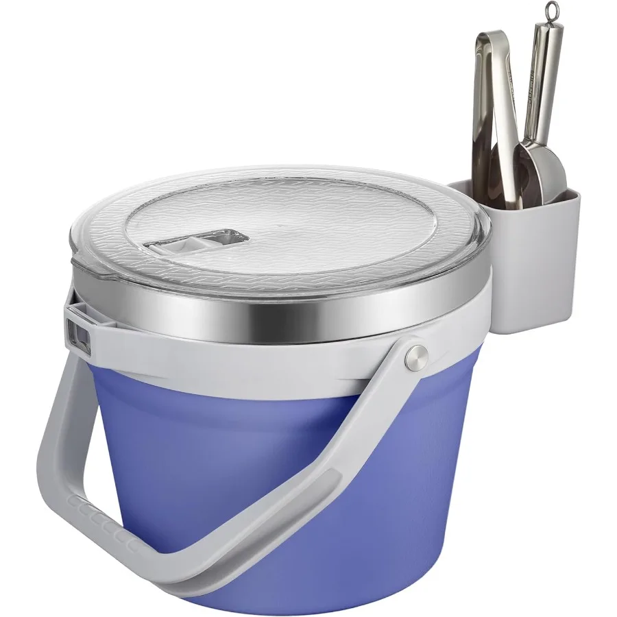 

7L Vacuum Insulated Ice Bucket with Lid and Scoopand Tongs Large capacity Stainless Steel Beverage Bucket for Cocktail Champagn