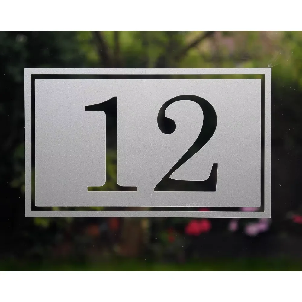 Customized rectangular border house number Frosted sticker - various sizes x2pcs