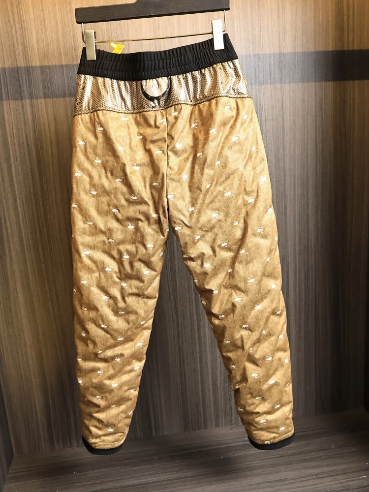 

Высокие джинсовые ветрозащитные водонепроницаемые 90-й белые духовые мужские модные прямые пуховые брюки, теплые брюки на осень-зиму