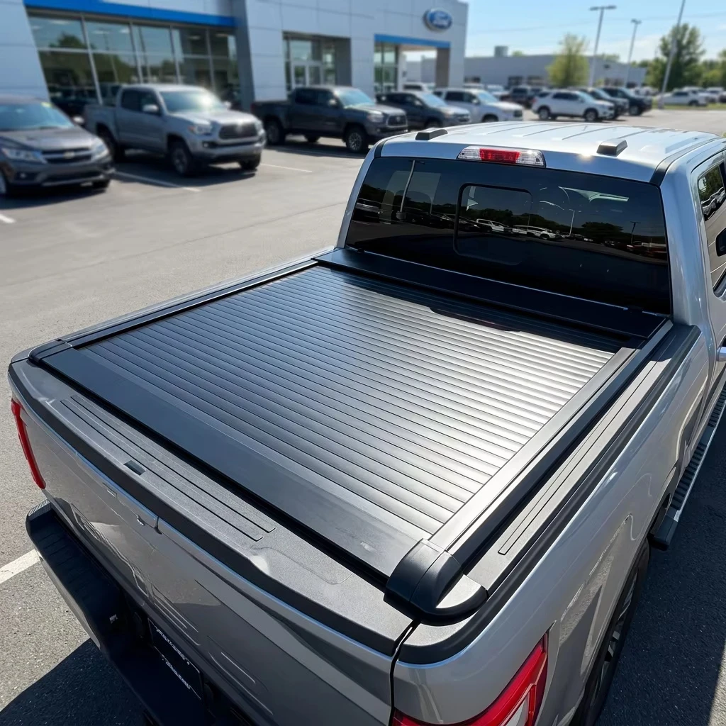 Aluminum Waterproof Retractable Tonneau Cover with Roll-Up Design and Electric Operation for Pickup Truck Bed