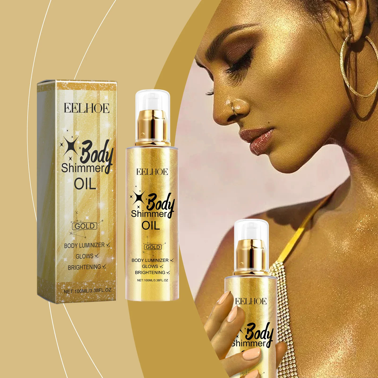 

Glitter and Shine with EELHOE Body Glitter Oil Grooming Liquid: Fine Glitter Highlight Oil for Whole Body Grooming Natural Shine