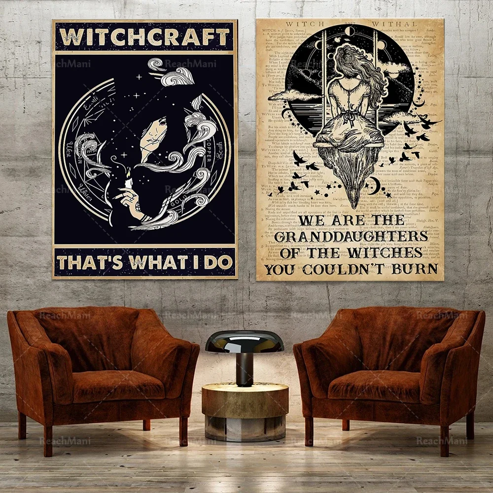 Witchcraft Magick poster, witch girl, we are the witch's granddaughters, halloween witch magic print, hippie witch gift