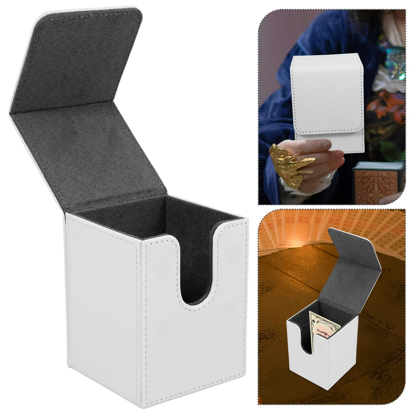 

Коробка для карт Decks из ПУ, большая вместимость, с гладкой подкладкой, для хранения игровых карт, компактный настольный органайзер-кейс