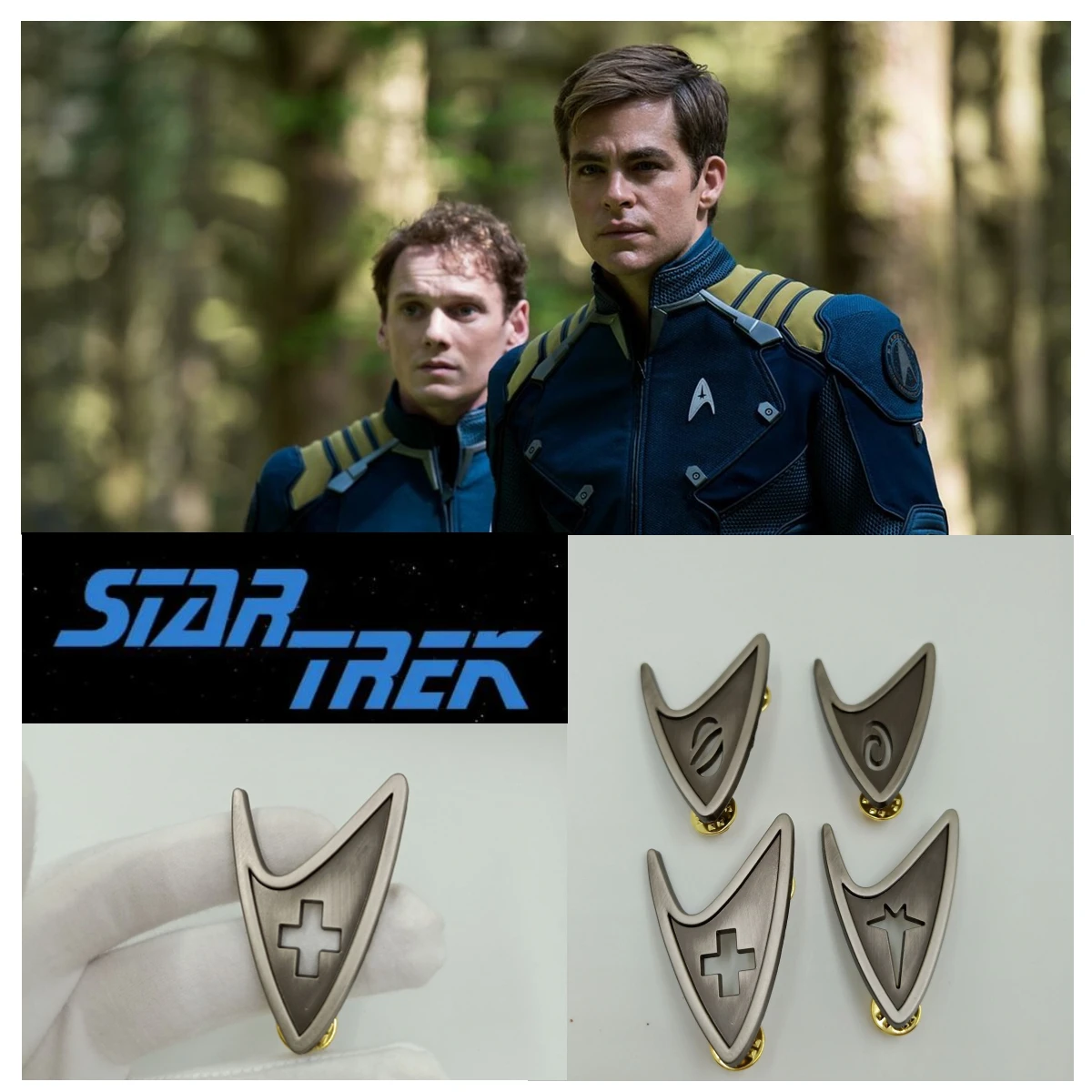 Movie Star Trek James Tiberius Kirk Spock Starship Badge Cosplay Alloy Brooch Pin Halloween Party Props Accessories Crafts