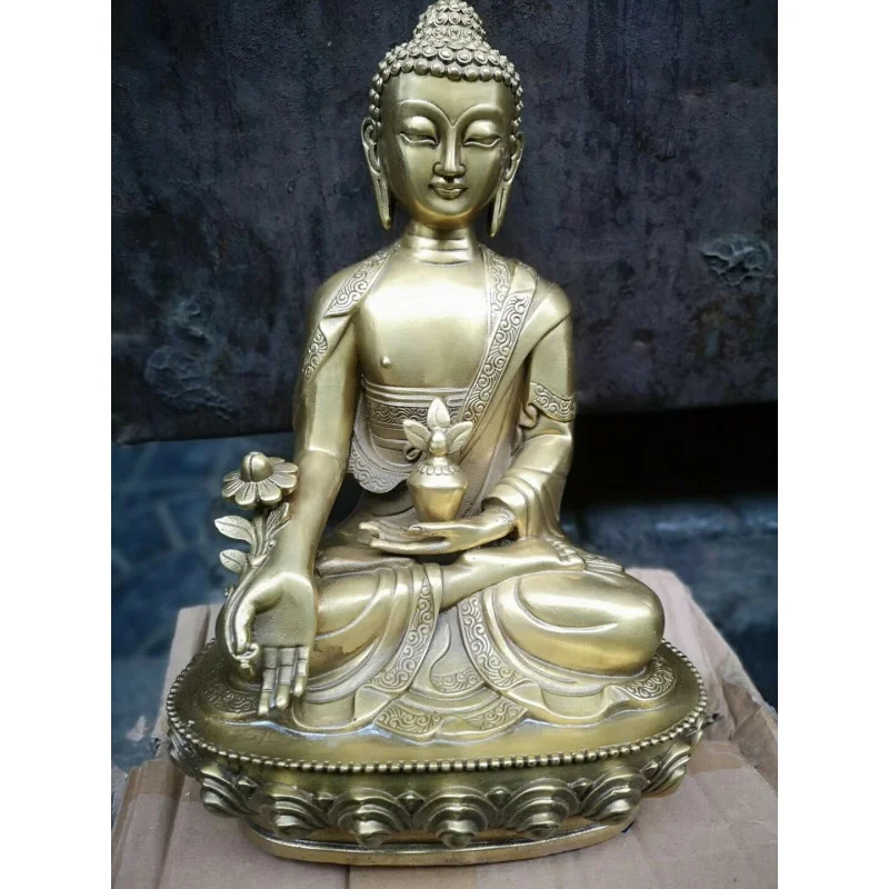 8inch Old Bronze Buddhism Bodhisattva Buddha Old Temple God mantra Statue 21cm