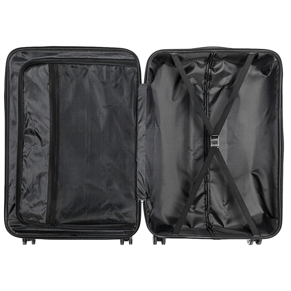 Valise à roulettes portable en ABS, ensemble de bagages élaborées, bleu foncé, 3 en 1, roues tournantes télescopiques Foy, 20 po, 24 po, 28 po