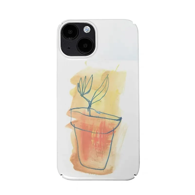 

Yellow Orange Plant Plate Graffiti Phone Case for IPHONE 17 Air 16E 15PROMAX 14 Plus 13 12 MINI 11 16Plus XR Acrylic Phone Cover