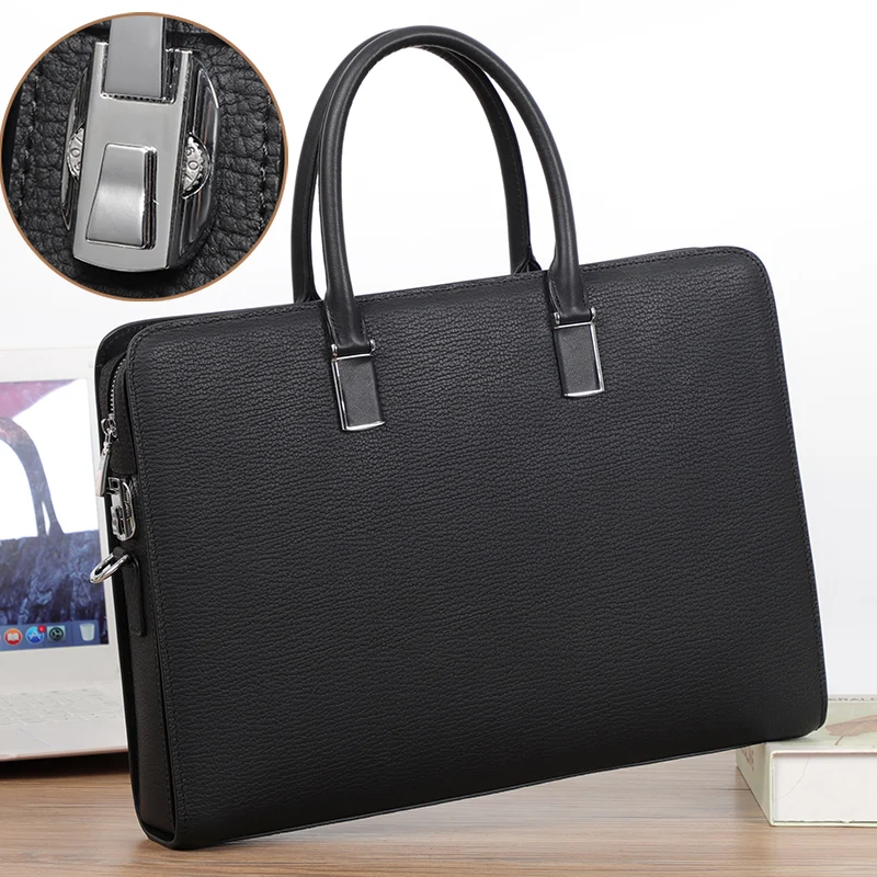 Luxury Brand Genuine Leather Men Laptop Bag Briefcase Fashion Men's Business Bags Leather Messenger Bag Password Lock Handbag