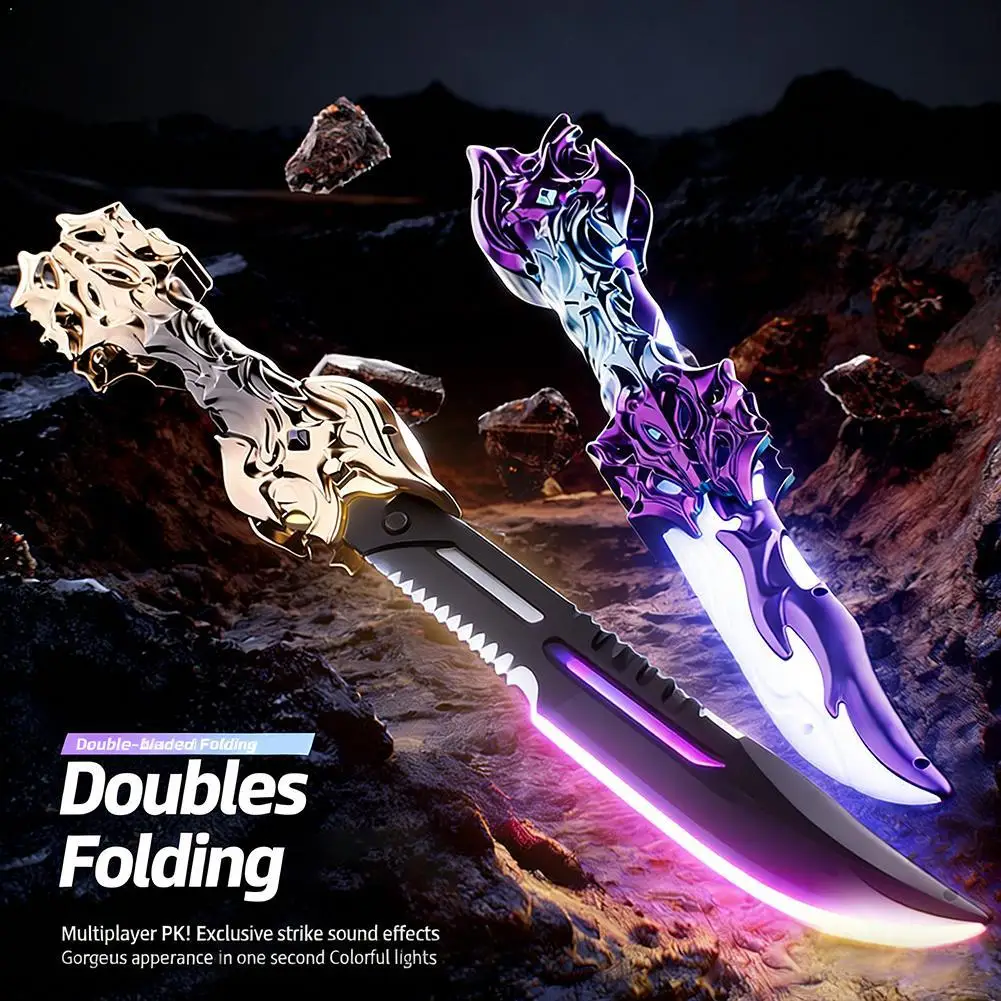 

Складной нож, игрушка, перезаряжаемый косплей, светящиеся двусторонние мечи, модель, светлый блеск, интерактивная игрушка, вечерние ролевые игры, подарок