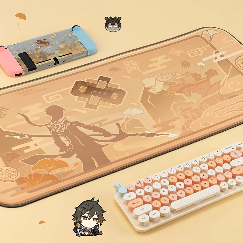 Extra Grote Kawaii Gaming Muismat Genshin Impact Thema Xxl Bureaumat Waterdichte Antislip Laptop Bureauaccessoires