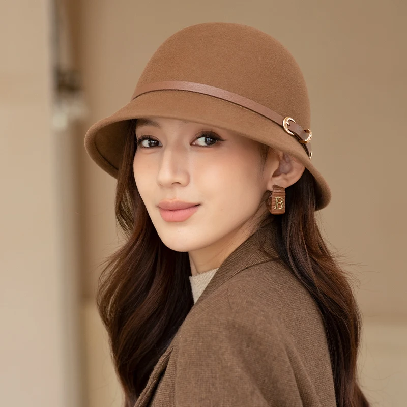 Autumn and winter hats, children's new elegant and versatile bucket hats, women's warm woolen hats, Japanese fisherman hats, wo