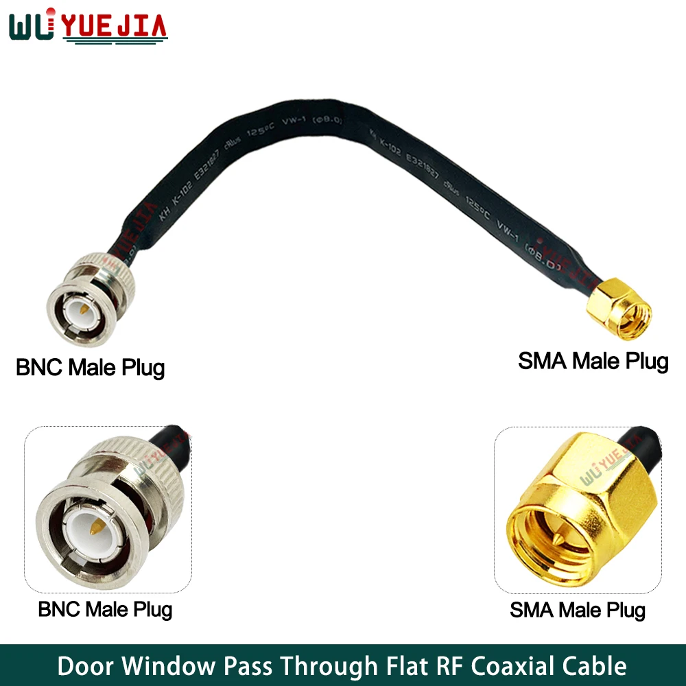 Q9 BNC Male Plug to SMA Female Jack RP-SMA Connector Window Door Pass Through Flat 50ohm RF Coaxial Cable Pigtail Extension Cord